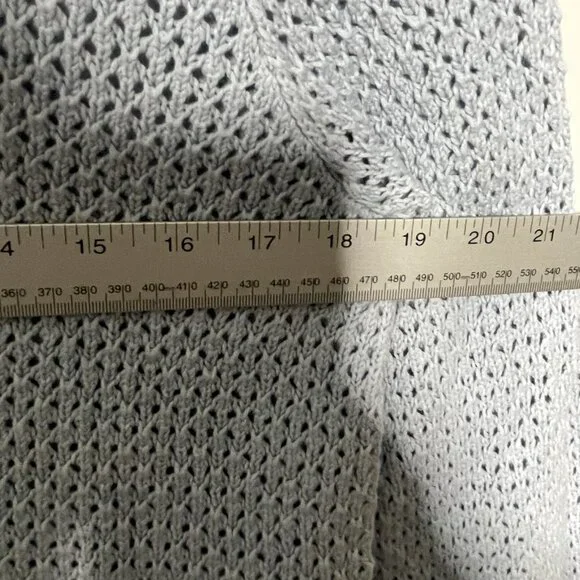 J. Jill Rain Blue Lace Up Front Crochet Open Weave Sweater Size S $89 New - Picture 6 of 8